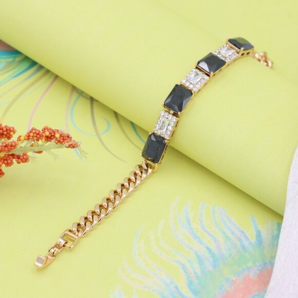 Rose Gold Bracelet with Black and White Stones, XPBL0685 - Picture 5 of 12